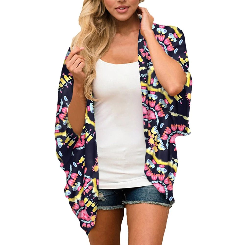 Vêtement - Cardigan de plage imprimé floral pour femmes - Tresors asiatiques