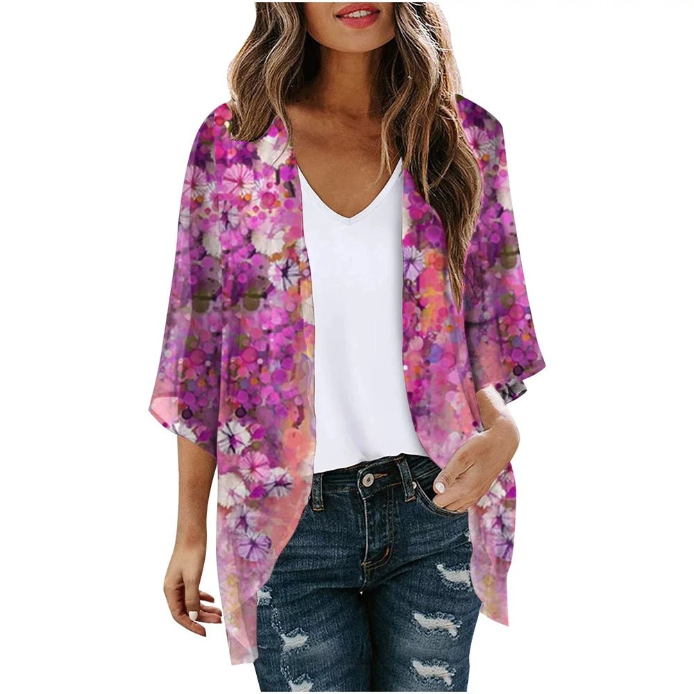 Vêtement - Cardigan de plage imprimé floral pour femmes - Tresors asiatiques