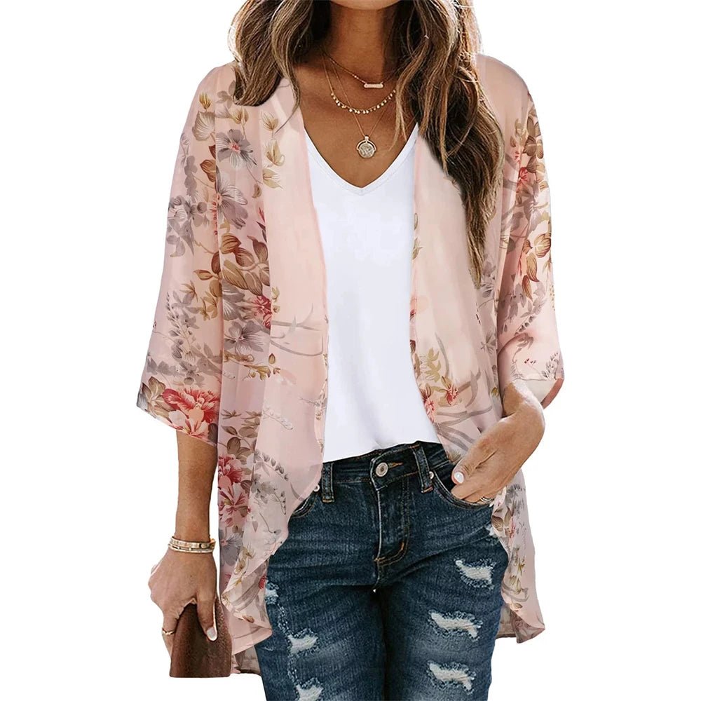 Vêtement - Cardigan de plage imprimé floral pour femmes - Tresors asiatiques