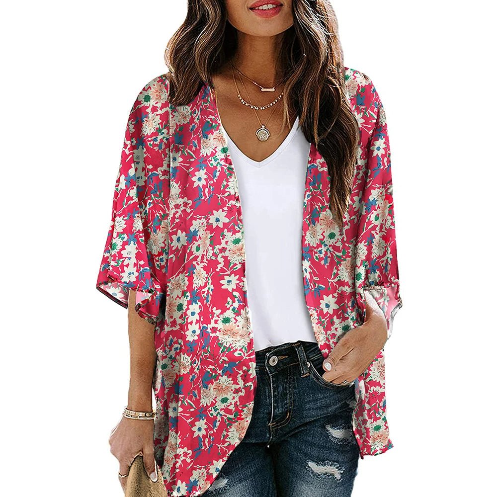 Vêtement - Cardigan de plage imprimé floral pour femmes - Tresors asiatiques