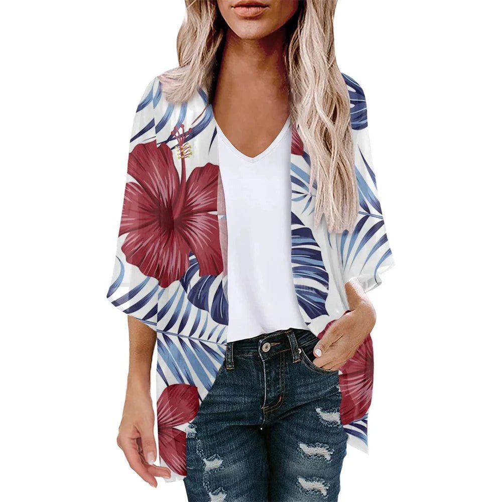 Vêtement - Cardigan de plage imprimé floral pour femmes - Tresors asiatiques