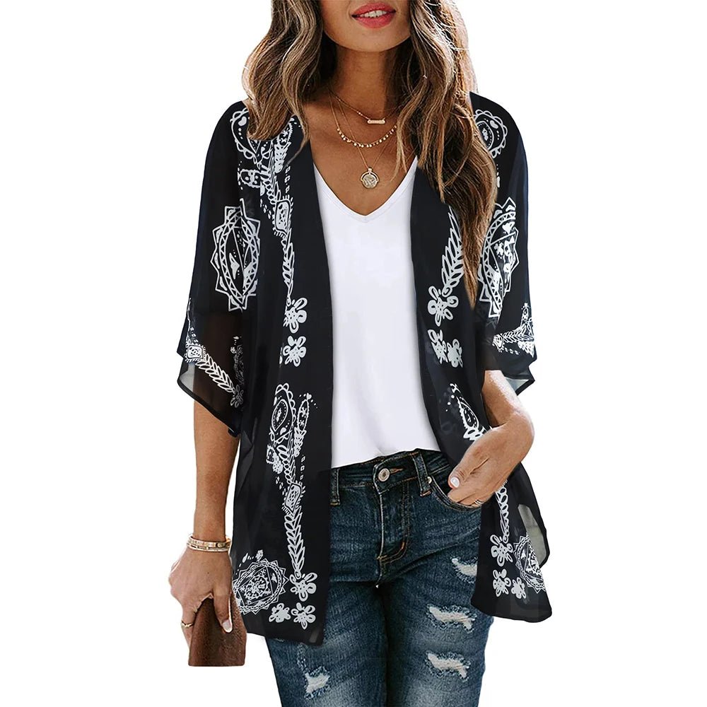 Vêtement - Cardigan de plage imprimé floral pour femmes - Tresors asiatiques