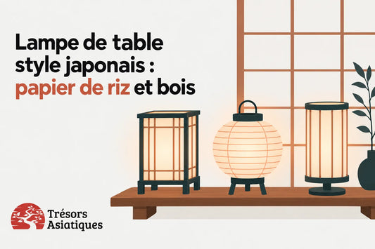 Lampe de table style japonais : papier de riz et bois