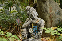 Grande sculpture de Bouddha décorative avec fleurs