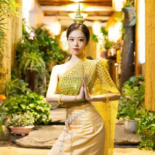 Ensemble de robe de danse vintage pour femmes thaïlandaises