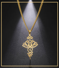 Collier de fleur Unalome en acier inoxydable pour femmes
