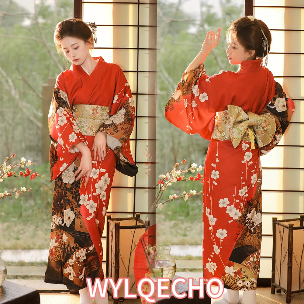 Kimono traditionnel japonais avec Obi pour femmes