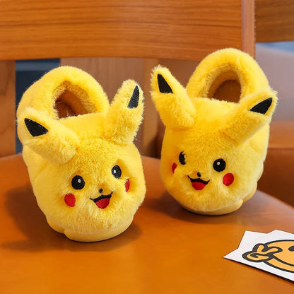 Pantoufles plates en peluche Pikachu pour enfants