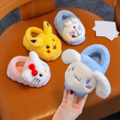 Pantoufles plates en peluche Pikachu pour enfants