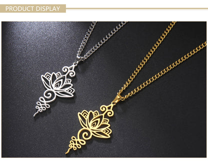 Collier de fleur Unalome en acier inoxydable pour femmes