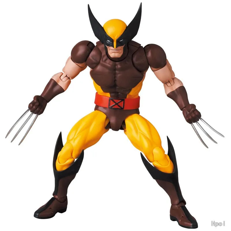 Figurine d'action Mafex de Wolverine en costume marron