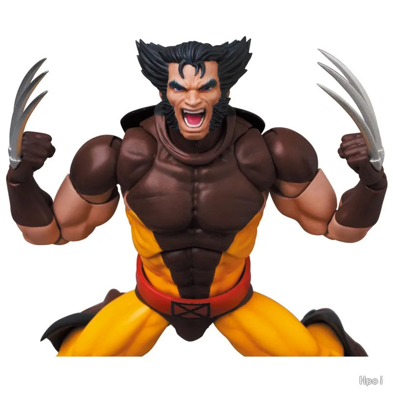 Figurine d'action Mafex de Wolverine en costume marron