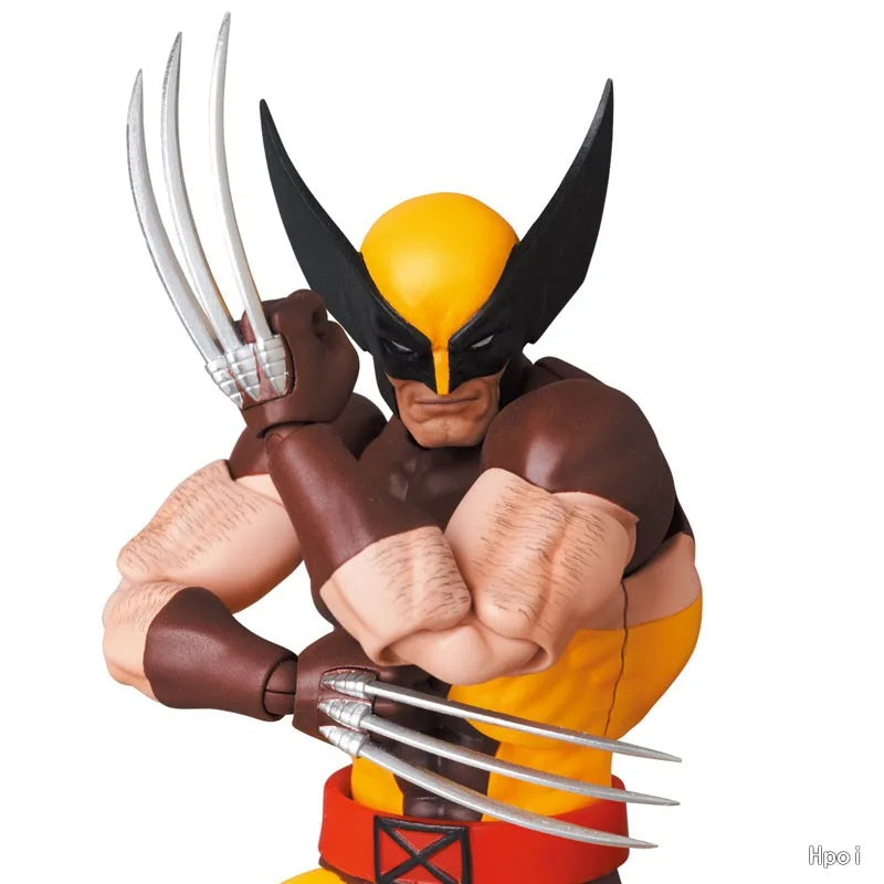 Figurine d'action Mafex de Wolverine en costume marron