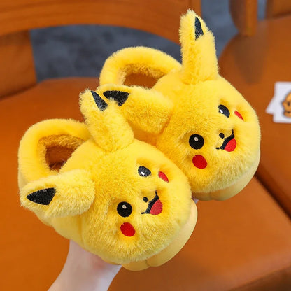 Pantoufles plates en peluche Pikachu pour enfants