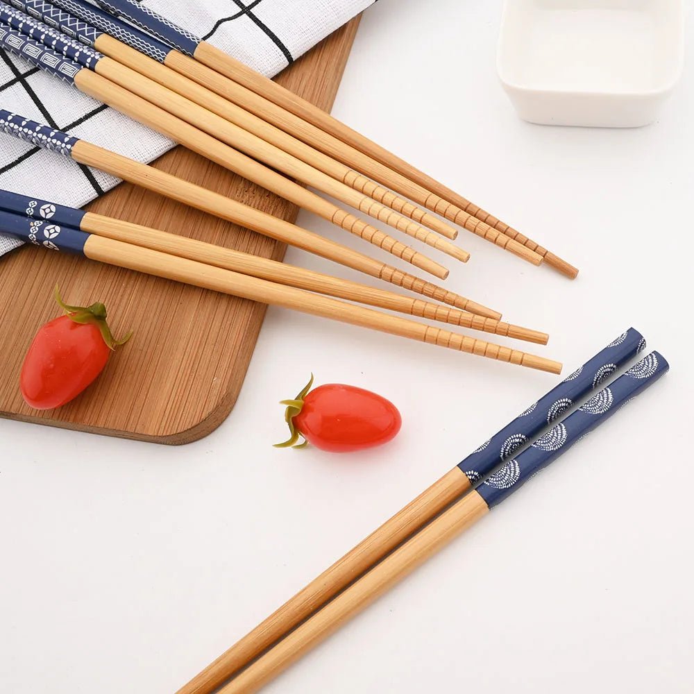 Cinq paires de Baguettes Ménagers en Bambou Sulfen - Tresors asiatiques