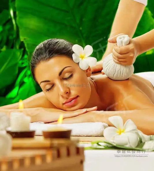 Grande boule de compresse thaïlandaise remplie d’herbes thérapeutiques - Tresors asiatiques