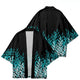 Kimono japonais — Fougères turquoise sur noir