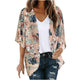 Cardigan de plage — Dahlias sur rose poudré