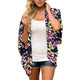 Cardigan de plage — Fleurs pop sur bleu marine