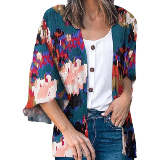Cardigan de plage — Aquarelle bleu canard